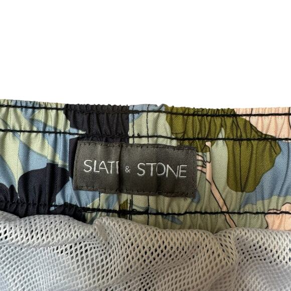 SLATE & STONE MENS 100% MICRO POLY SWIM TRUNKS Floral SIZE MEDIUM $98 - Picture 3 of 5